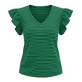 thumbnail image 5 of Ohufall Tank Tops for Women Summer Casual Loose Fashion Ruffled Sleeveless Top Striped V-Neck Plus Size Blouse, 5 of 5