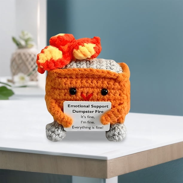 Crochet contenedor Fuego de soporte emocional lindo Fuego Positivo de crochet Crochet Robster Oficina de bomberos y decoración del hogar Regalos