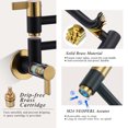thumbnail image 6 of Wowow Brass Wall Mounted Pot Filler Faucet with Double Joint Swing Arms, Gold and Black, 6 of 7