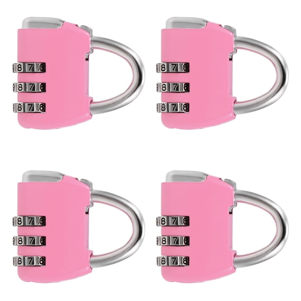 Candado de Combinación de 3 Dígitos Unique Bargains, Diámetro del Grillete de 4mm, Candados para Equipaje Rosa 4Pcs