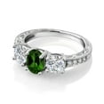 thumbnail image 3 of Gem Stone King 10K White Gold Green Chrome Diopside and Lab Grown Diamond Engagement Ring for Women | 1.82 Cttw | Oval 7X5MM | Gemstone Birthstone | Size 7, 3 of 5