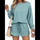 thumbnail image 3 of Conjunto de Pijama Deportivo Informal de Dos Piezas para Mujer con Bolsillos, Ropa de Moda de Otoño Azul y Verde S, 3 of 5