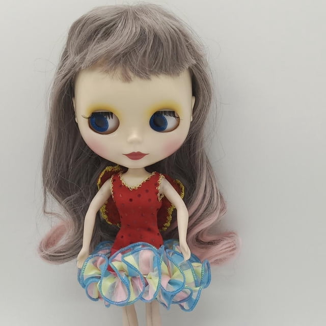 Muñeca Peluca Llena Moda Rizos Cabello Para 1/3 BJD DZ Muñeca Diy Fabricación Y Reparación Gris Rosa perfke Peluca rizada de las muñecas