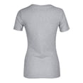 thumbnail image 6 of Women's Short Sleeves Ribbed Fitted Shirt Basic V Neck Slim T Shirt Tops Gray L, 6 of 6