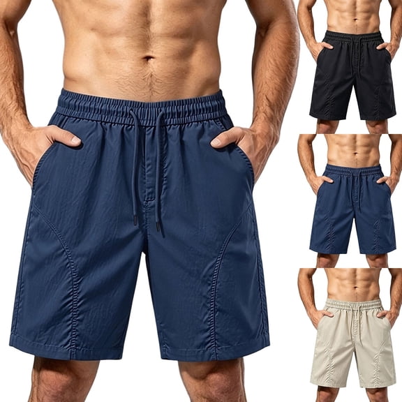 YOIAVAIOY Men's Running Workout Shorts Regular Fit Quick Dry Shorts Lightweight Beach Swimwear Swim Trunks Board Shorts with Pockets Black M