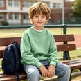 thumbnail image 5 of Rciityk Boys Crew Neck Sweatshirt Solid Color Long Sleeve Pullover Tops, Size 3-14, 5 of 9