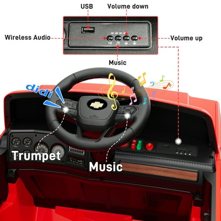 Chevrolet Cheyenne 24 Volt Ride on Toys with Remote, Ride on Truck for Big Kids 3-8 Years, Wisairt Power Car Wheels with 2 Seater, Red
