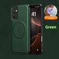 thumbnail image 2 of for Samsung Galaxy A35 Case Magnetic Bracket, Built-in Invisible Kickstand [Compatible with Magsafe] Wireless Charging PU Leather Rugged Protection for Samsung Galaxy A35 Phone Cases, Green, 2 of 8