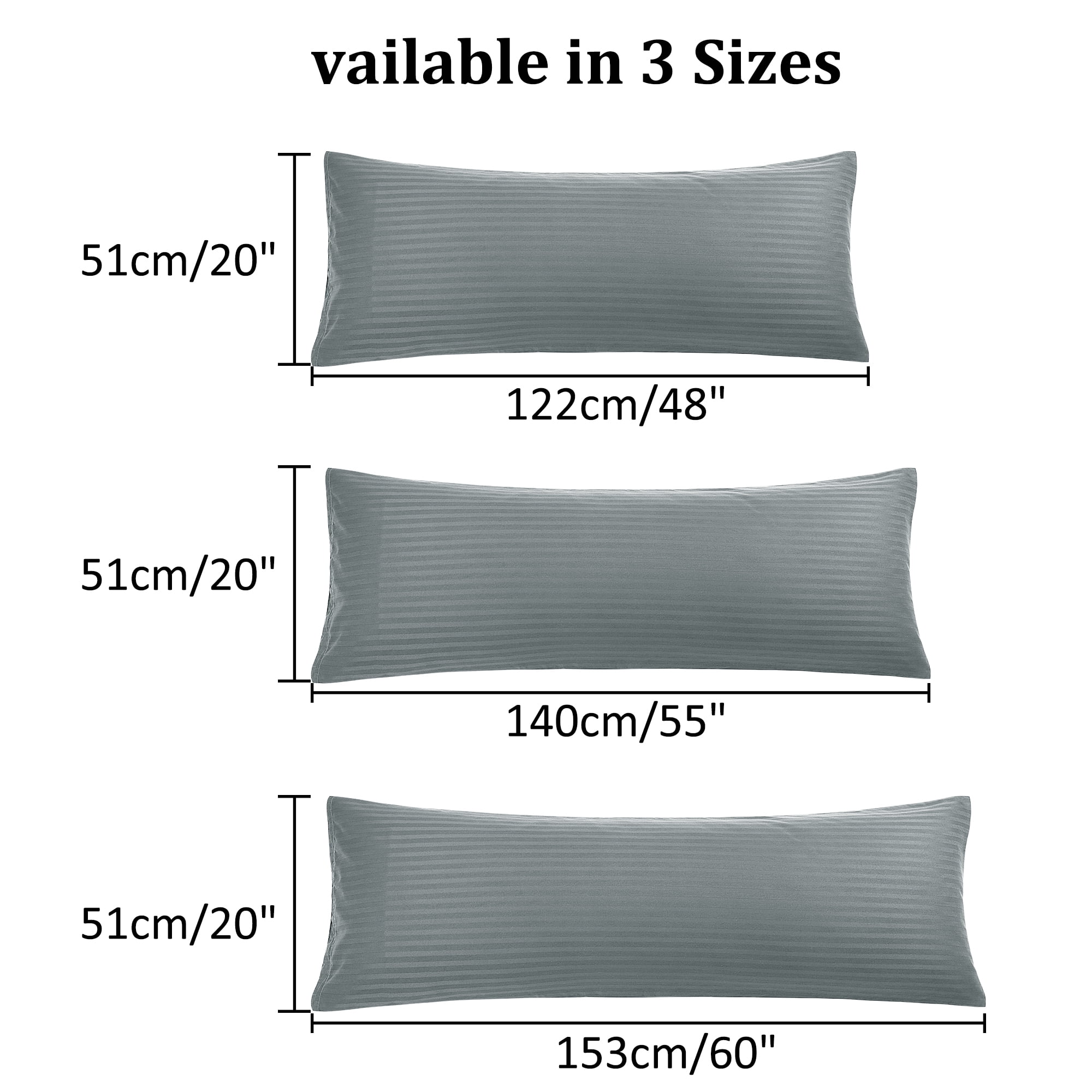 Unique Bargains Microfiber Body Striped Pillowcase Soft Dark Gray 20x60 Inch