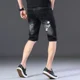 thumbnail image 5 of Pantalones vaqueros cortos para hombre, pantalones cortos vaqueros negros con gráficos rotos para hombre, tendencia 2024, diseñador original emo harajuku, novedad de verano, 5 of 5