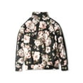 thumbnail image 2 of Ma Croix Men's Hip Hop Streetwear Floral Print Elastic Zipper Light Striped Track Jacket, 2 of 6