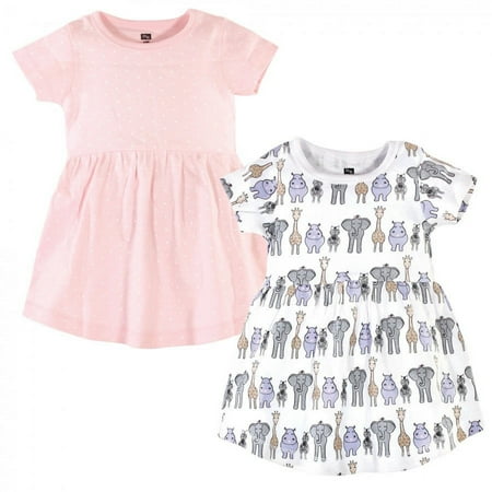 UPC: 0660168577389 | Hudson Baby Infant and Toddler Girl Cotton Short-Sleeve Dresses 2pk Pink Safari 9-12 Months