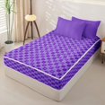 thumbnail image 2 of Erosebridal Vibrant Geometric Square Zipper Queen Comforter Set with Fitted Sheet and 2 Pillowcases,Continuous Grid Block Zipper Bedding Set,Purple,Reversible, 2 of 6