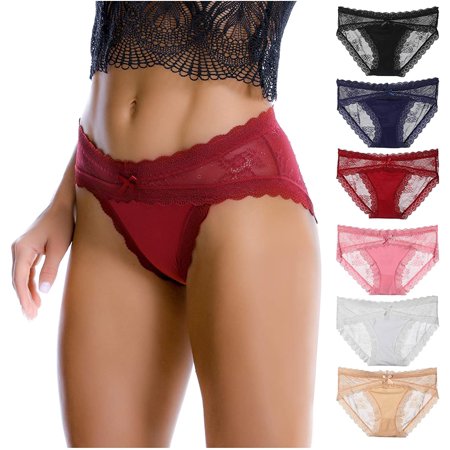 

LEVAO Women Lace Underwear Sexy Breathable Hipster Panties Stretch Seamless Bikini Briefs 6 Pack S-2XL