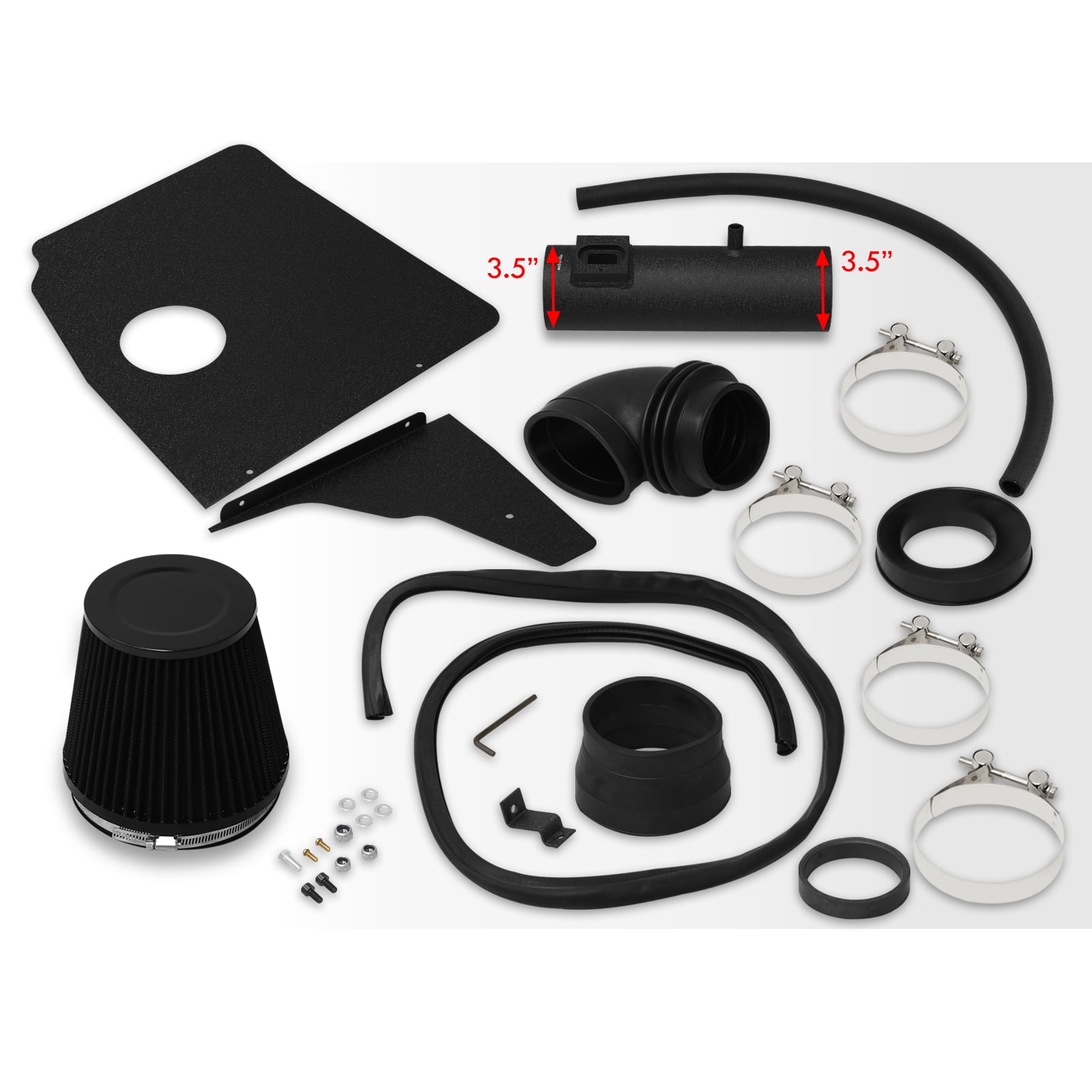AJP Distributors Cold Air Intake CAI Induction Engine Motor Cooling System Black Aluminum Piping Pipe Kit + Heat Shield Filter Compatible/Replacement For Chevrolet Chevy Camaro 3.6L V6 2010 2011 10 11