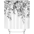 thumbnail image 4 of Black Eucalyptus Shower Curtain, Watercolor Grey Leaves on The Top Plant with Floral Bathroom Decoration Shower Curtain Sets 72x72 Inch with Hooks, 4 of 6