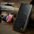 thumbnail image 3 of SaniMore for iPhone 15 Pro (6.1" 2023) Case, PU Leather Auto-magnet Full Protection Flip Kickstand Card & Cash Slots, Retro Shockproof Anti-fall Wallet Business Shell, Brown, 3 of 9