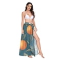 thumbnail image 2 of FORMRS Womens Long Sarong Beach Wrap Semi-Sheer Bikini Skirt Bathing Swimsuit Cover Up, Retro Floral Orange, 2 of 7