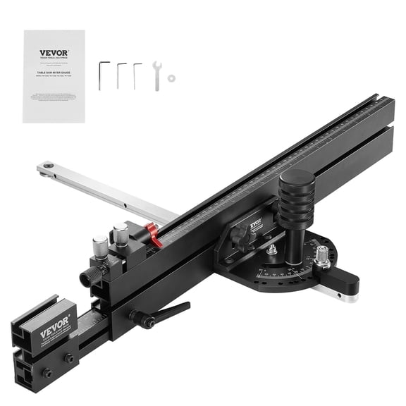 VEVOR Precision Miter Gauge, Standard Slot 3/4'' x 3/8'',Aluminum Alloy Table Saw Miter Gauge with 19-35 in Grating 15 Angle Stops Adjustable Spring Loaded Plunger and Removable Disc, for Woodworking