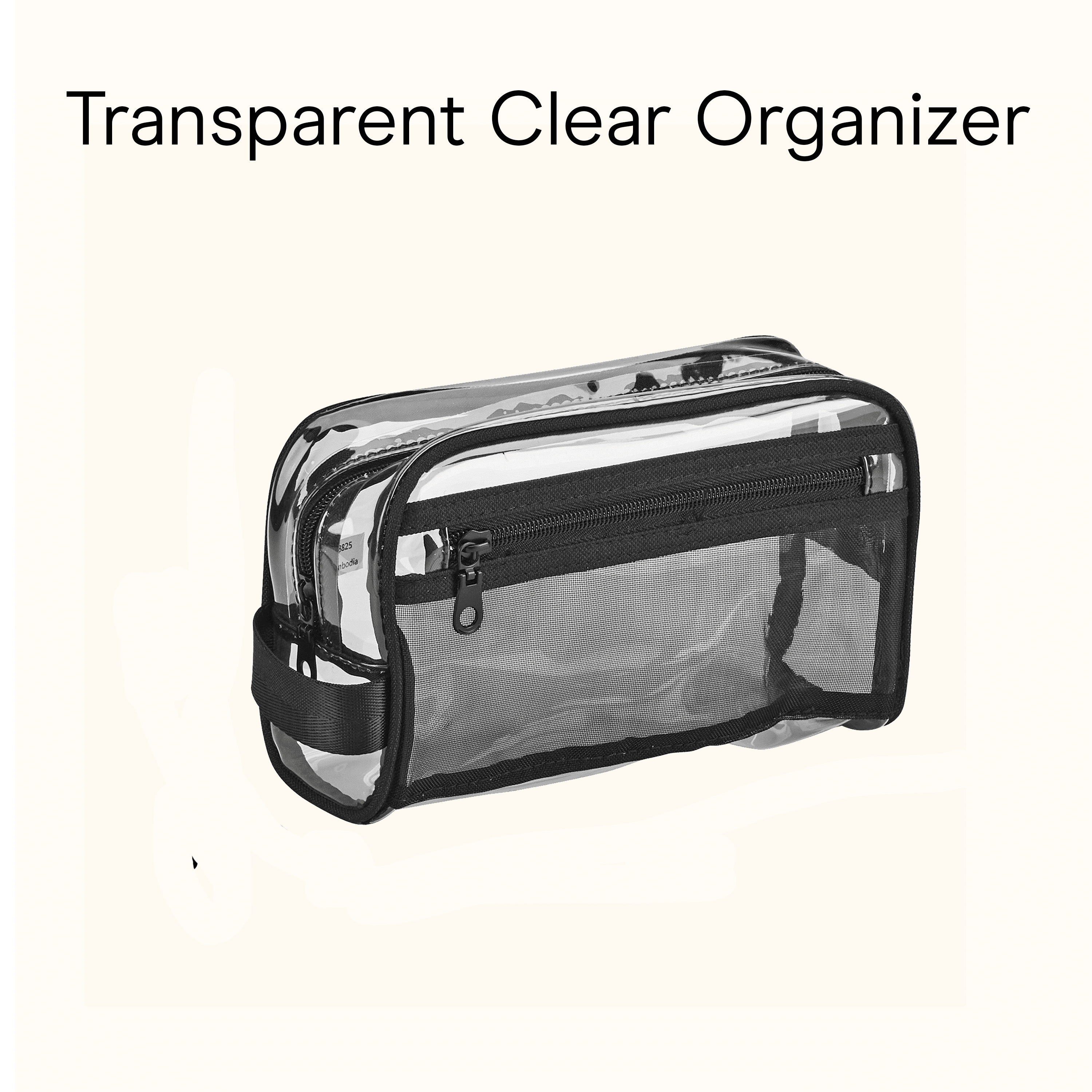 Conair Basics Clear Travel Organizer Bag with Side Pocket and Handle, Black