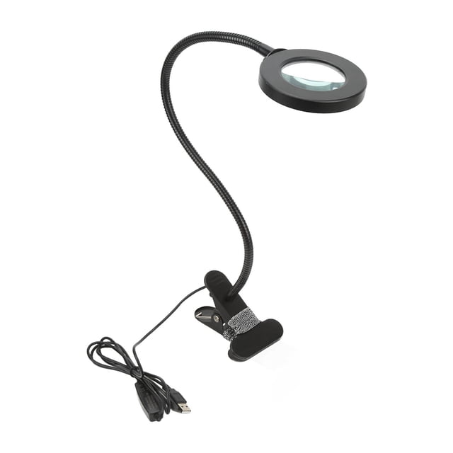 Lámpara de aumento con luz LED, cuello de cisne 3X con cable USB, brillo ajustable para lectura y trabajo