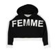 thumbnail image 1 of Sudadera con Capucha Corta bar III para Mujer Negro Grande, 1 of 2