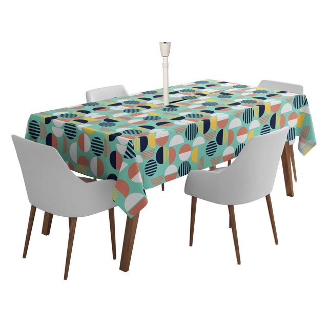 Vargottam Indoor/OutdoorTablecloth58x102 Inch RectangleTablecloth with Umbrella Hole and Zip- Waterproof PatioTableCloths- TableCovers for Backyard RectangularTable- Aquamarine2