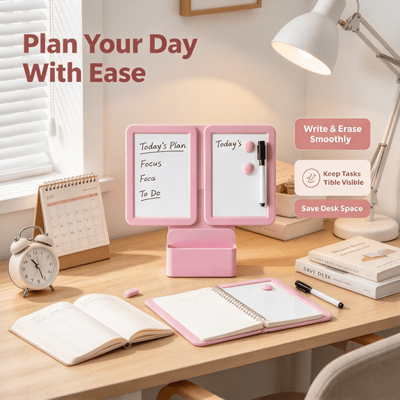 Magnetic Whiteboard with Pen Holder & Mirror - Pink Cabinet Organizer for Home, Office & Dorm