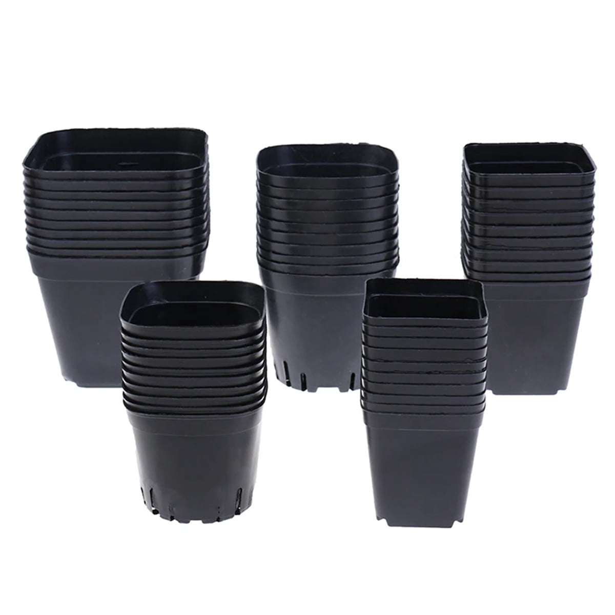 100Pcs Nursery Pots 2 Inch, Black Starter Pots, Transplant Planting Pots, Flower Pots for Starting Seedlings, Succulents, with Drainage Holes,Square