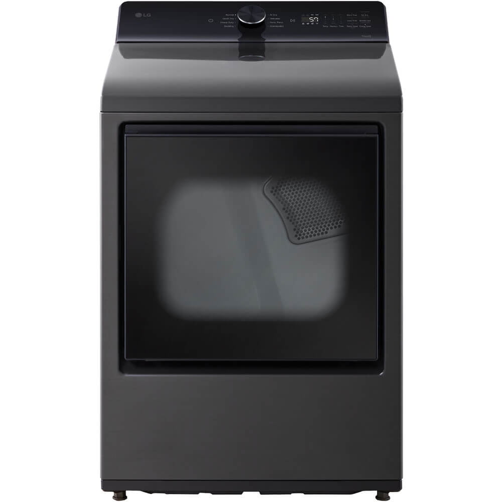 LG 27 Inch Rear Control Electric Dryer with 7.3 cu ft Ultra Large Capacity, AI Sensor Dry, Quiet Operation in Black DLE8200L