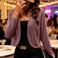 thumbnail image 5 of Hxshgdsn Women's Corduroy Cropped Cardigan, Long Sleeve Textured Button Up Shrug, Solid Color Casual Sweater（Pink/XL), 5 of 7