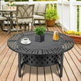 thumbnail image 3 of 42 Inch Fire Pit with 2 Grills, Extra Large Wood Burning Fire Pits for Outside with Lid & Poker, Heavy Duty Firepit,BBQ& Outdoor Fire Pit & Round Metal Table 3 in 1 for Patio, Picnic, Party, 3 of 12