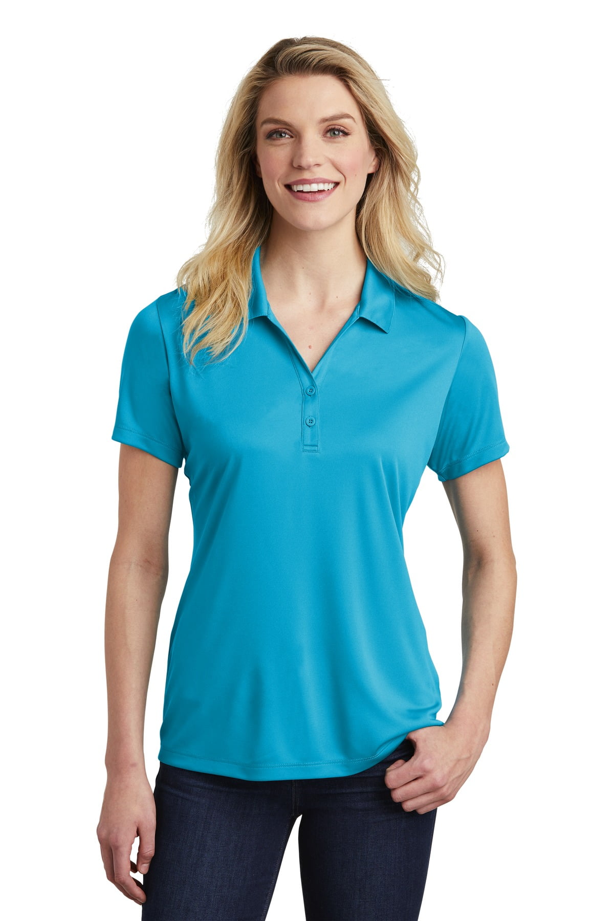 A4 Women's Moisture Wicking Two Button Placket Short Sleeve Polo Shirt NW3261 