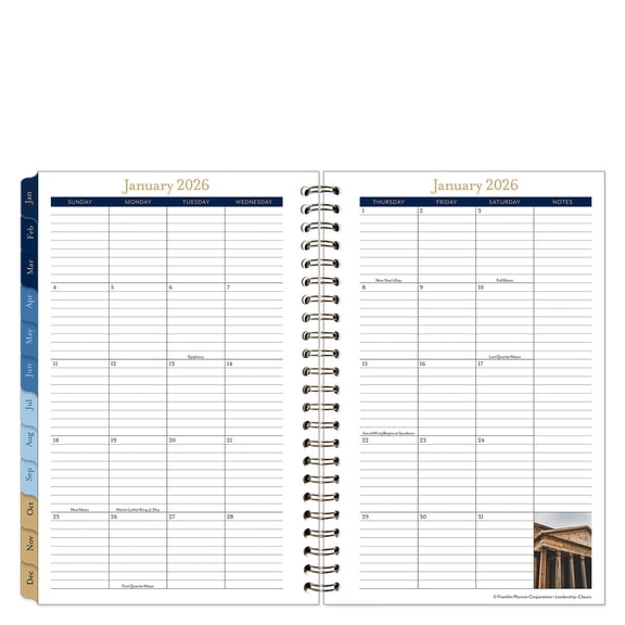FranklinCovey Leadership Monthly Wire-bound Planner (Classic Size, Jan 2026 - Dec 2026)
