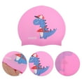 thumbnail image 3 of Unique Bargains 1 Pc Silicone Cartoon Dinosaur Swim Cap Pink, 3 of 6