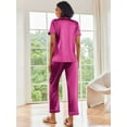thumbnail image 4 of Avidlove Womens Satin Pajama Sets Silky Sleepwear Short Sleeve Button Down Shirts and Long Pant Loungewear 2 Piece Pjs Set S-XXL, 4 of 8