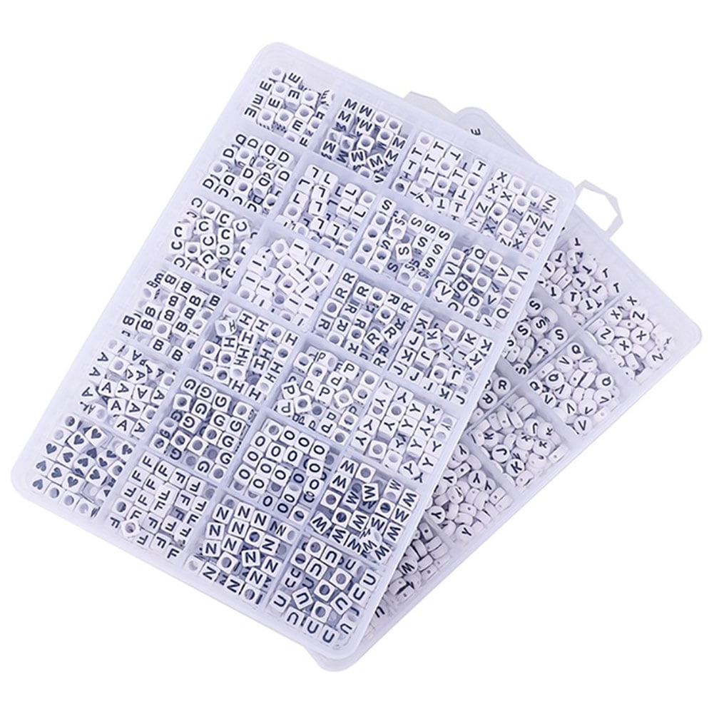 Letter Bead Set Bead Accessories with 24 Grids Storage Box DIY Plastic Bead Material Heart Pattern Beads for Beaded Bracelet Necklace Keychain Jewelries Pendant and Ornaments 960 Pieces
