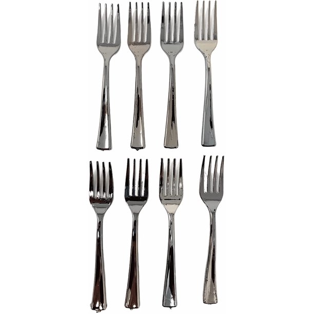 Northeast Home Goods Plastic Silver Mini Forks, Silver Plastic Tasting