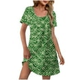 thumbnail image 2 of Weiqiqre Maxi Dresses for Women Casual A-Line Dresses with Pockets Summer Floral Tshirt Dress Short Sleeve Mini Dress Flowy Sundresses, 2 of 7