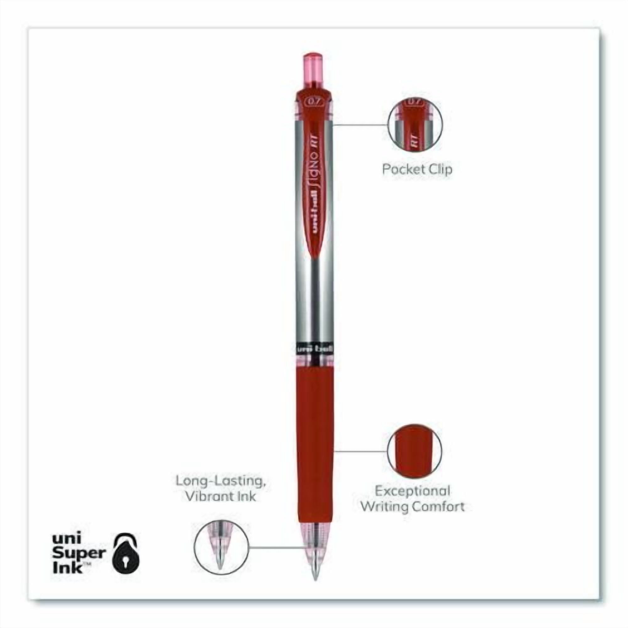 Signo Gel Pen, Retractable, Medium 0.7 mm, Red Ink, Silver/Red Barrel, Dozen | Bundle of 5