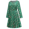 thumbnail image 1 of Vestido de manga larga con cuello redondo y estampado navideño para mujer a la moda Fridja  nbo2063, 1 of 4