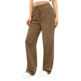 thumbnail image 6 of Women's Wide Leg Jogger Pants Fleece Lined Loose Fit Straight Leg Casual Track Pants with Pockets for Winter Sports Lounge Wear and Holiday Season,Light Brown,2XL, 6 of 7