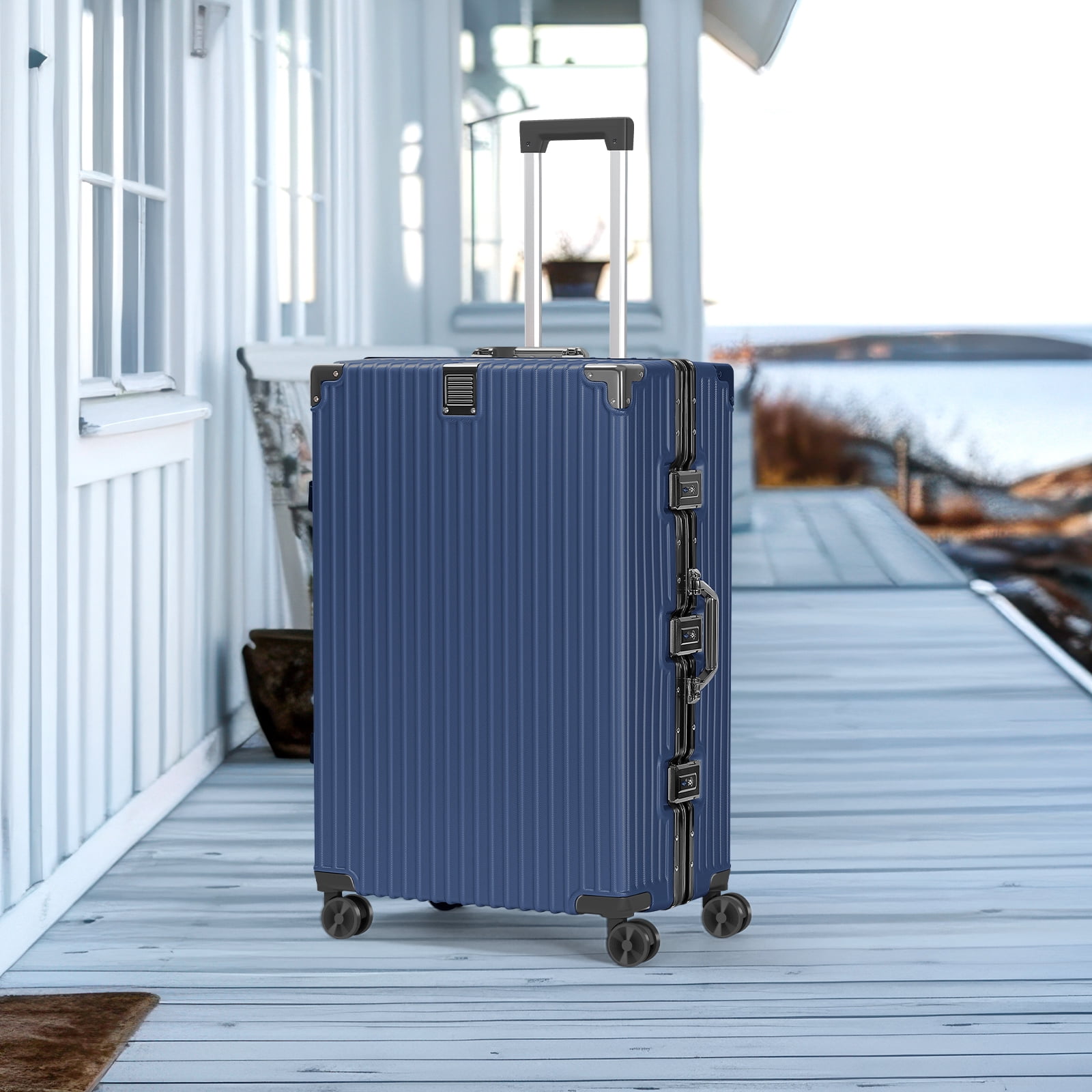 2-Piece Hardshell Luggage Set, 20& 28" Aluminum Frame Hardshell Spinner Luggage, Airline Approved Carry-On Luggage, TSA Lock, 360° Quiet Wheels, Large Suitcase for Travel
