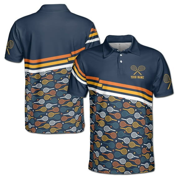 Customized Name Tennis Racket Pattern Men's Polo S-5XL
