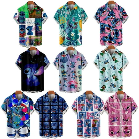 

MLFU Mens Anime Short Sleeve Button Down Aloha Beach Shirt Classic Beach Aloha T-Shirts Vacation Costume Sizes Kids-Adult Unisex