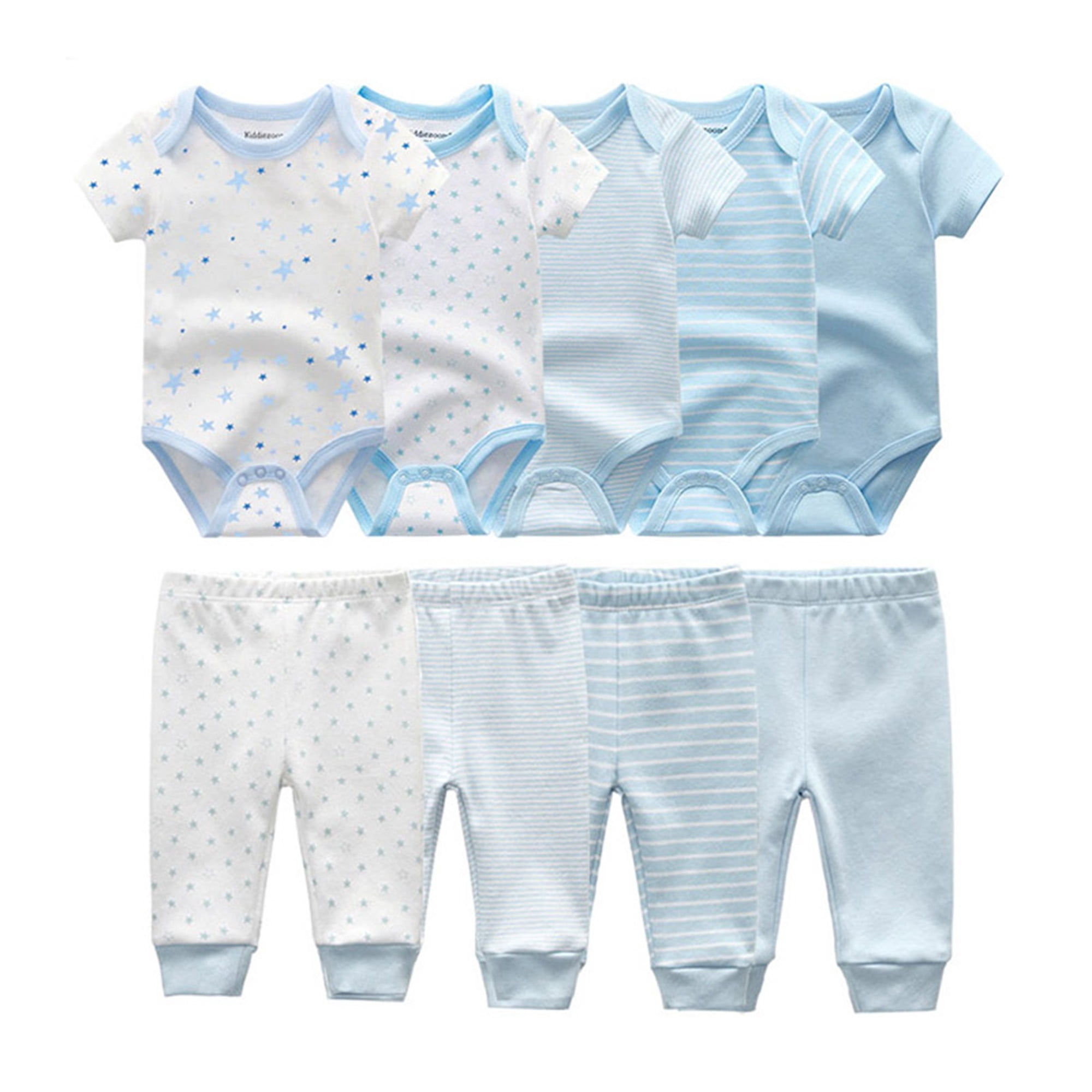 Falianni Baby Boy Girl Cotton Short Sleeve Bodysuit and Pants Gift Set, 9-Piece, Size:0-12M