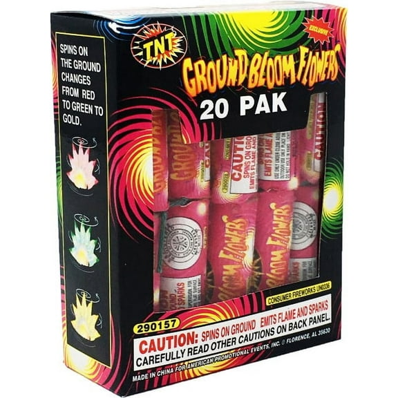 TNT Fireworks, Ground Bloom Flower, 20 Piece Value Pack, Ground Spinners, Any Occasion