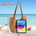 thumbnail image 7 of AOUNQ Boho Crochet Straw Beach Tote Bag for Women, Lightweight Foldable Woven Purse with Zipper for Summer Travel, 7 of 7