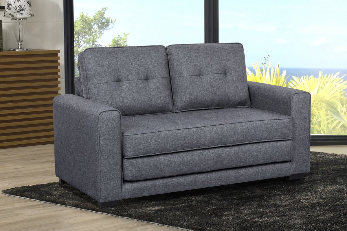 US Pride Furniture Franco Convertible Sleeper Loveseat, Dark Gray