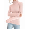 thumbnail image 3 of Suéteres Acanalados para Mujer, Lindos Suéteres de Punto de Cuello Alto, Ajustados y Cálidos Rosa un Tamaño, 3 of 10